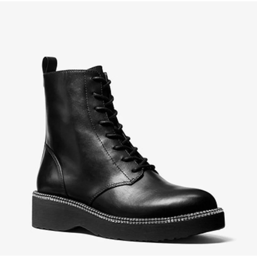 NIB Michael Kors Tavie Leather Combat Boots Sz 8 Rhinestones $225